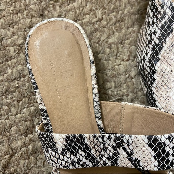 ABLE Handmade Leather Joselyne Snakeskin Pointy Toe Slide Flats - Picture 4 of 8